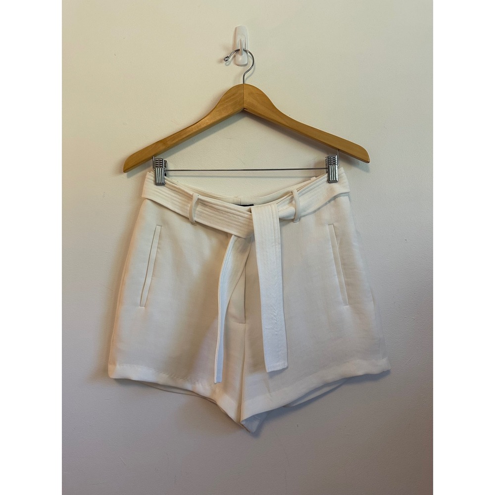 1.STATE White High Waisted Tie Belted Shorts | Size 6